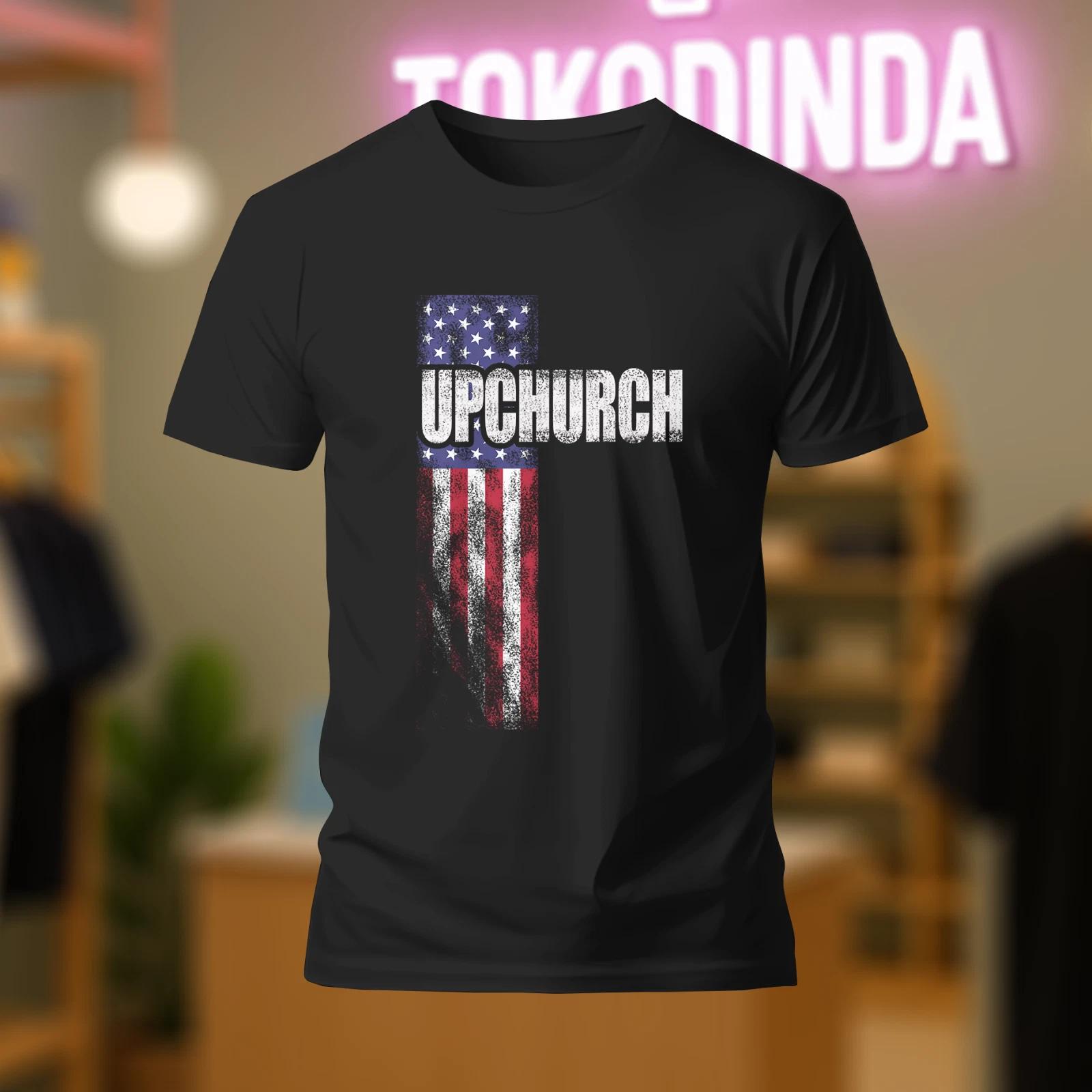 Supersoft Upchurch Family American Flag logo T-Shirt Funny Made In USA S-5XL XS