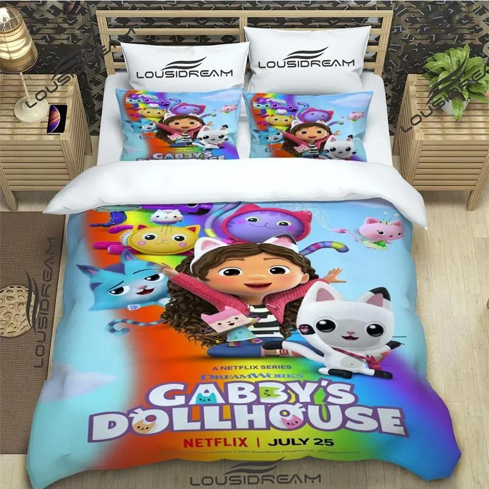 Cartoon Gabby'S Dollhouse Bedding Set For Bedroom Soft Bedspreads For Bed Linen Comefortable Duvet Cover Quilt And Pillowcase