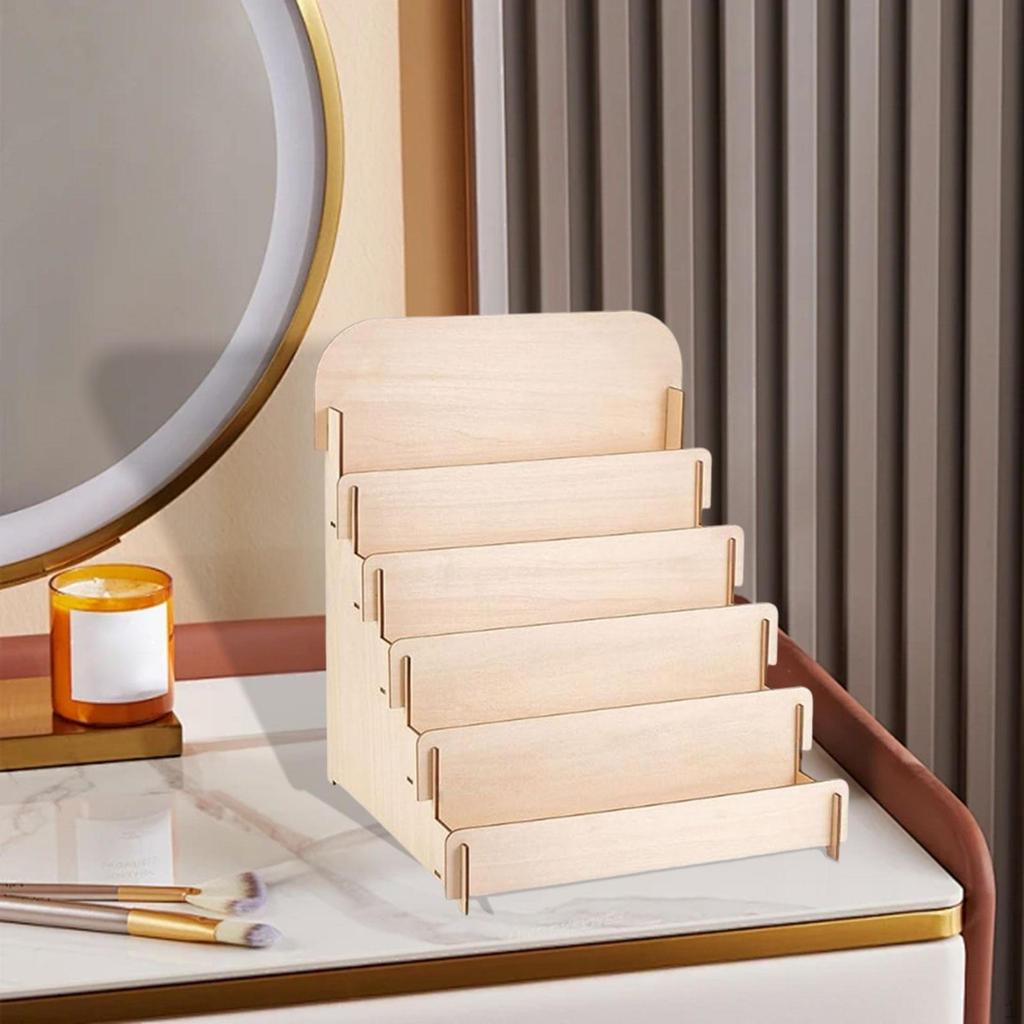 Stojan na karty Držák na vizitky Dřevěná police 5vrstvý Organizér na plakáty pro pohlednice