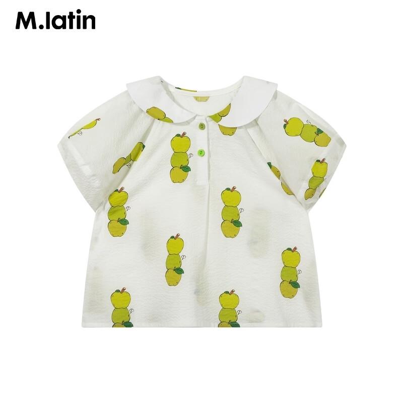 M.Latin Girls' Short Sleeve Printed Doll Collar Shirt