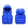 3-14 Years Kids Winter Warm Hooded Vest Solid Color Sleeveless Zipper Top