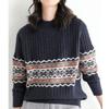 New Autumn and Winter Fashion Trend Retro Ethnic Style Half High Neck Loose Versatile Casual Age Reducing Women's Knitted Sweate