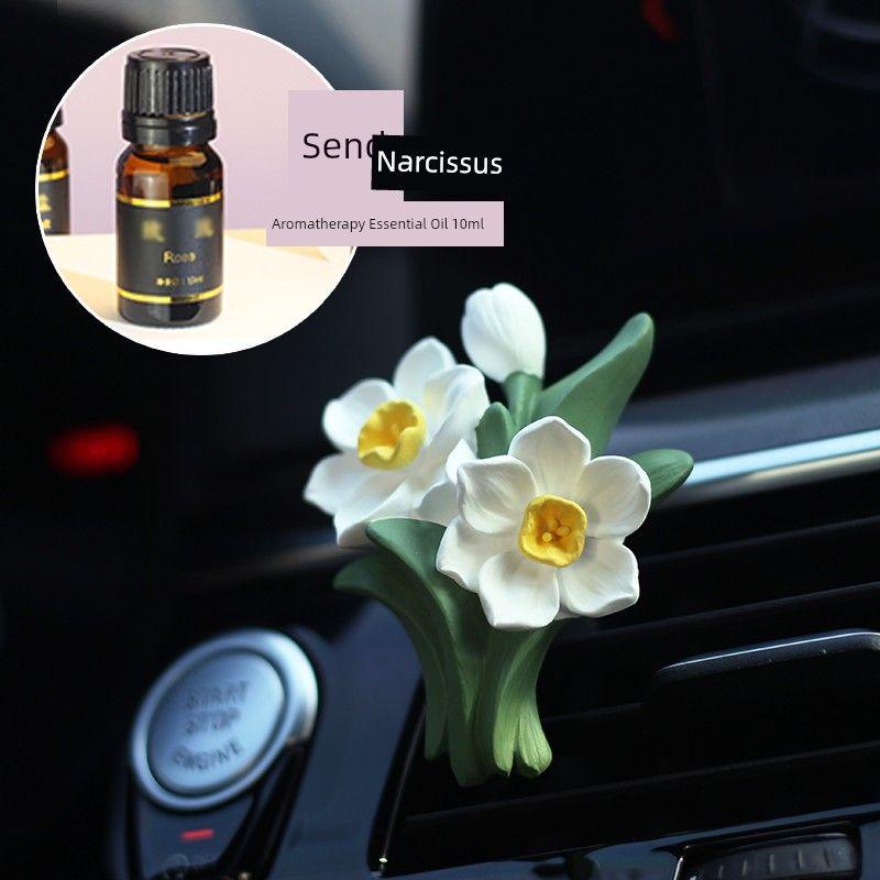

Narcissus Car Air Outlet Aromatherapy Car Air Conditioner Car Perfume Decoration Decoration Flower Fragrance Fragrant Stone Car Interior Decoration Set of Daffodils Floral tone