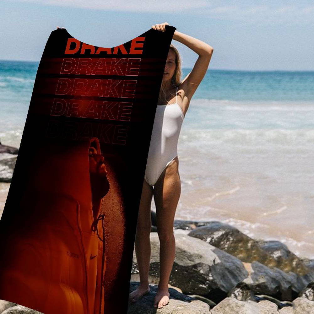 Coperta in Microfibra Bianca Nera Drake Asciugatura Rapida Asciugamani da Spiaggia Stampa Oversize Super Assorbente Coperta Asciugamano da Piscina