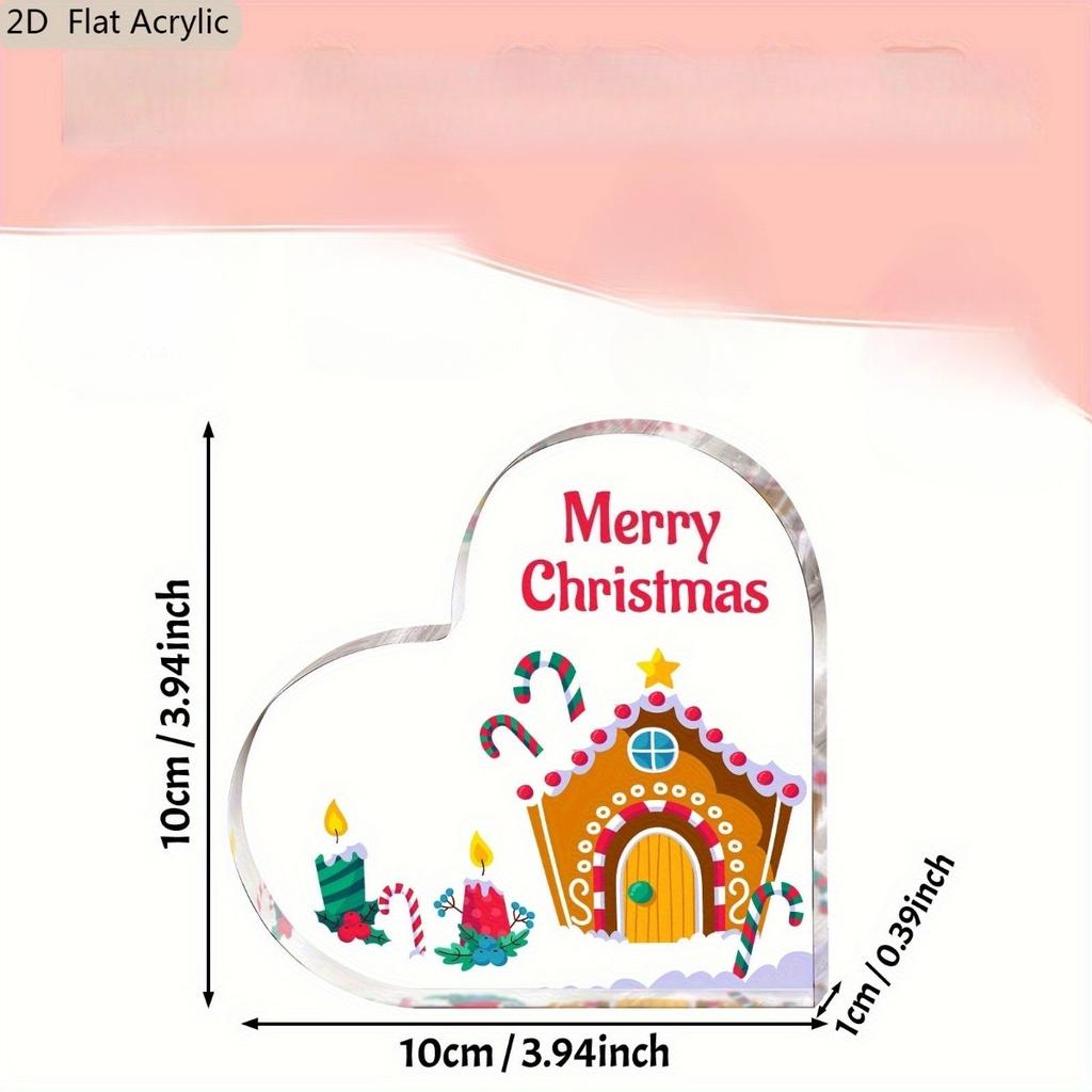 Gingerbread House Christmas Tabletop Ornamen Sign, with Candle - Snowy Design, with "Merry Christmas" Message, Holiday Gift for Family & Friends,