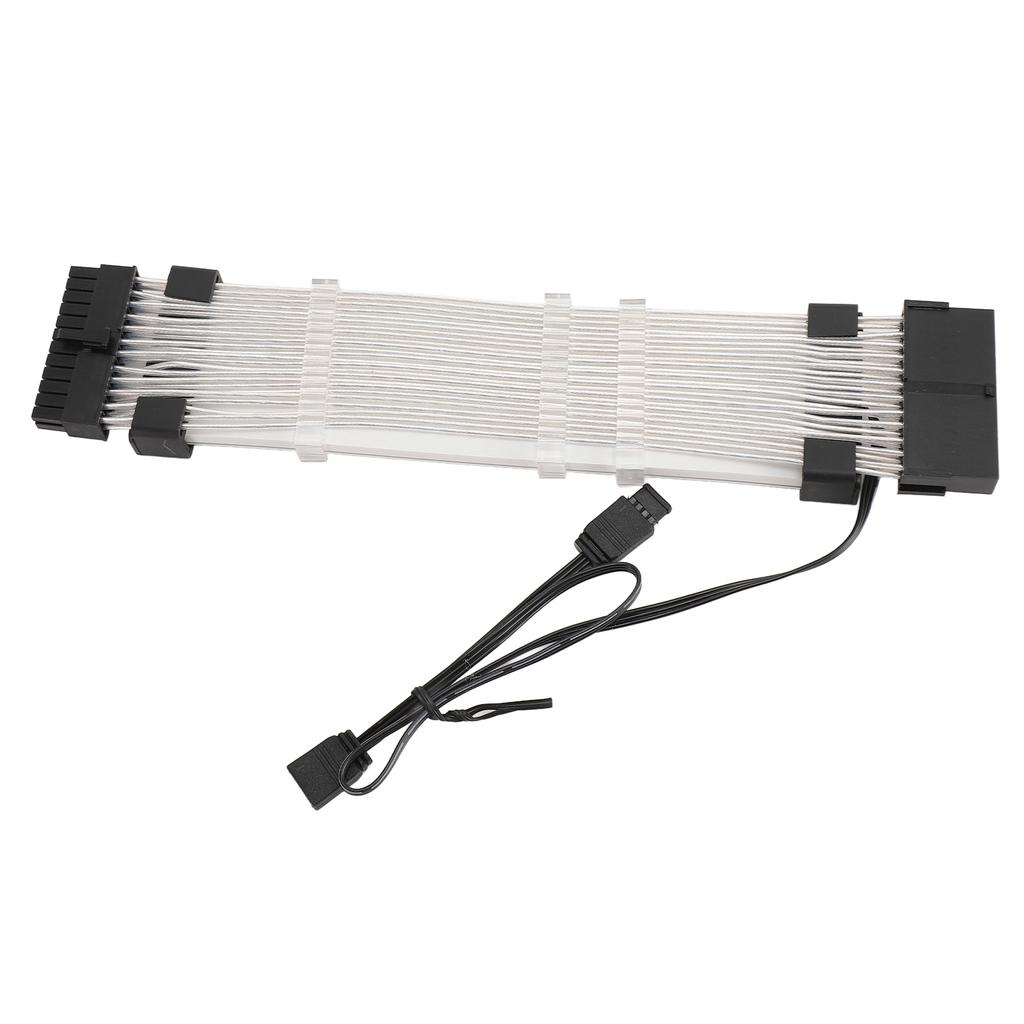 24 Pin ATX RGB Power Extension Cable Support 5V 3 Pin Synchronized 18AWG ARGB PSU Cable for E ATX Motherboard Connector