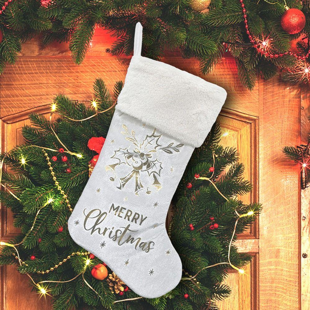 Hangings Stamping Christmas Stocking Personalized Unique Christmas Tree Candy Bags Large Capacity Portable Gift Bags