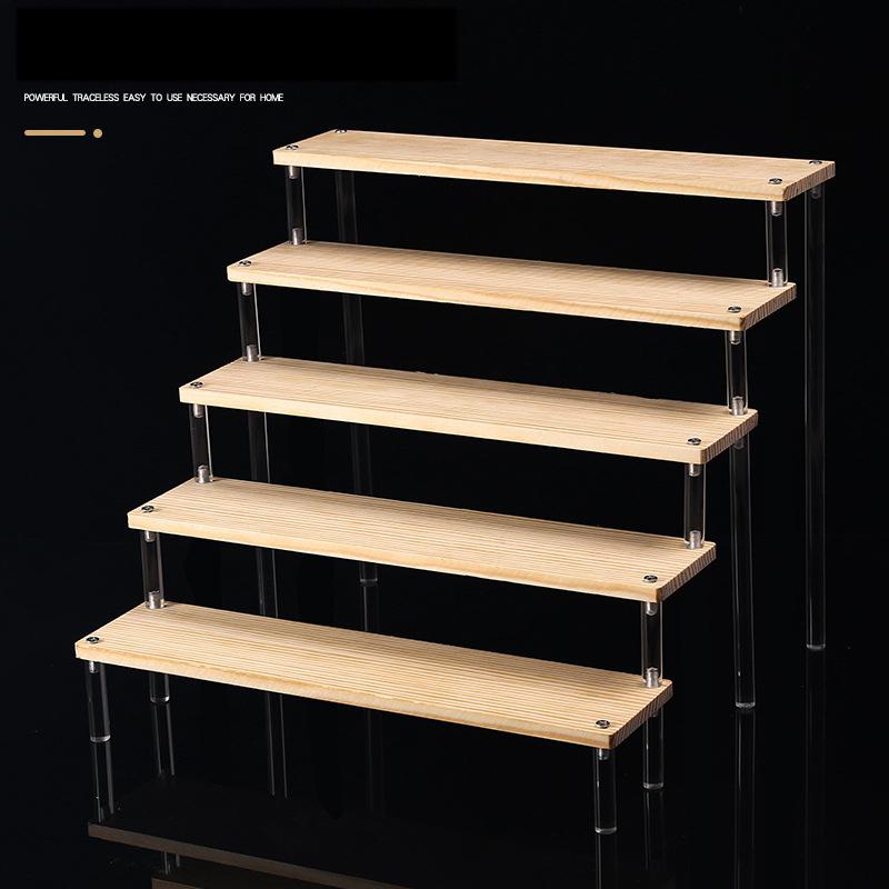 Clear Acrylic Soild Wood Display Stand for Amiibo Funko POP Figures,Cupcake Cosmetic Nail Polish Jewelry for Display Riser Shelf