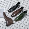 Mode Gyllene Plantor Chelsea Boots för Män Mode Festskor Casual Affärs Flats Fritid Kontor Herrklänningskänga Bekväma Skor