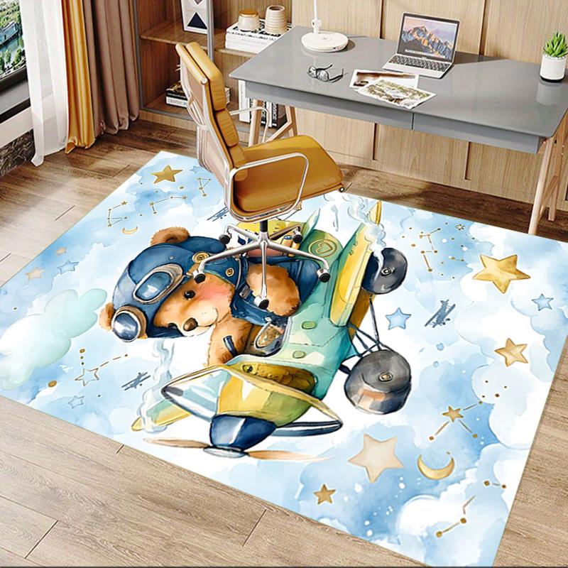 1PC Bear Pilot Extra Large Non-Slip Floor Carpet, Office, Family, Bedroom, Studio - Large Area Rug,Longlasting Material-K0418