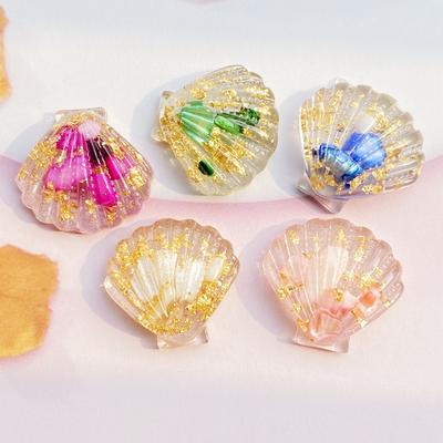 10pcs Kawaii Resin Mixed Transparent Colored Stone Shells Flat Back Cabochon Crafts Clothing DIY Scrapbooking Accessories G80