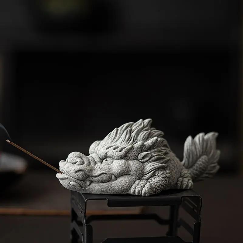 Blue Sand Stone Fish Dragon Decoration Gift Simple Living Room Household Creative Landscape Table Decoration Dragon Fish Tea Pet