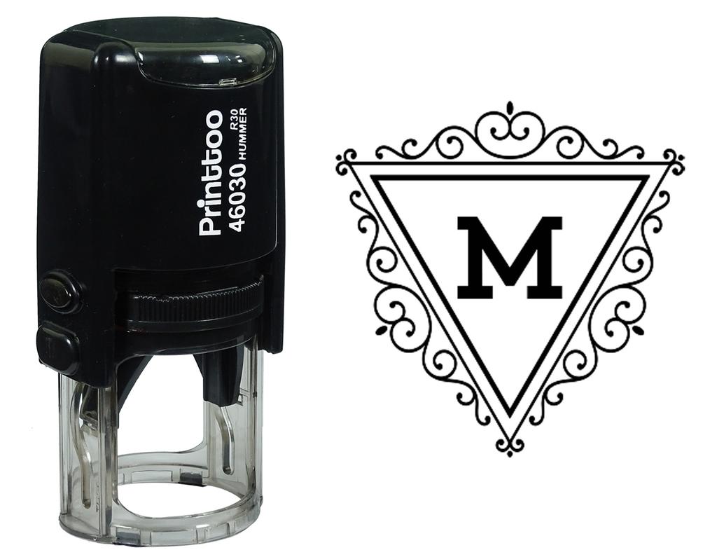 Printtoo M Písmeno Vír Hranice Trojúhelník Monogram Iniciála Samobarvicí Gumové Razítko Kancelářské