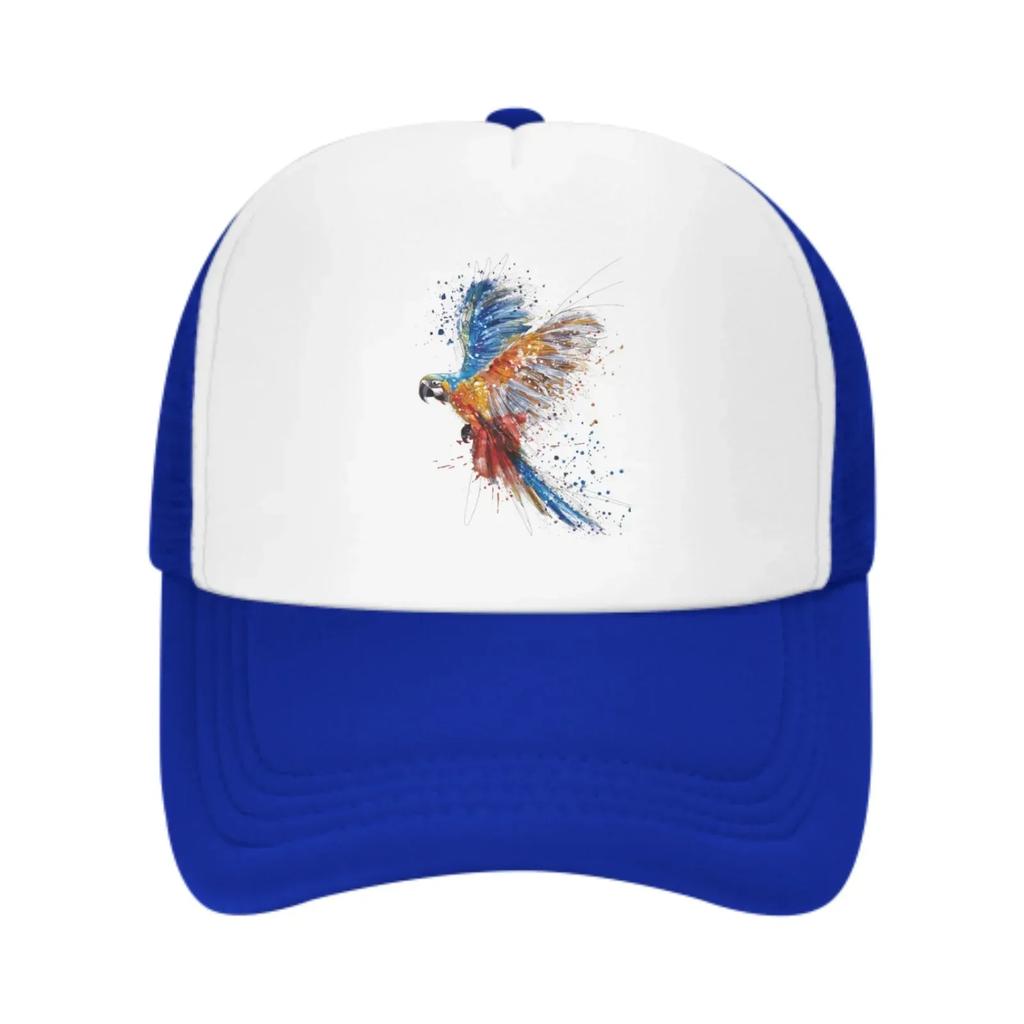 Colorful Bird Mesh Trucker Hats for Unisex Women Adjustable Casual Fashion Baseball Caps for Outdoor Activities