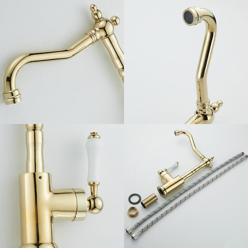 Bathroom basin faucet household washbasin sink hot and cold anti-splash faucet gold color EL6118G