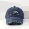 Vintage-Inspired Men's Denim Baseball Cap with Distressed Letter Design - Fashionable Streetwear