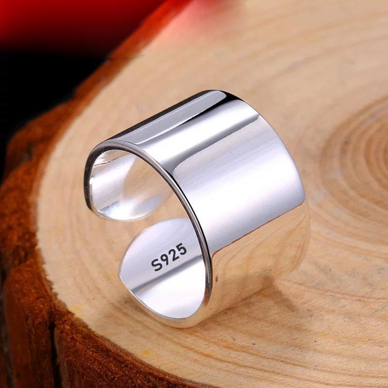 925 Silberringe für Damen Herren Paar Minimalistisch Handgefertigt Einfach Breiter Ring Party Schmuck Geschenk Allergievorbeugend