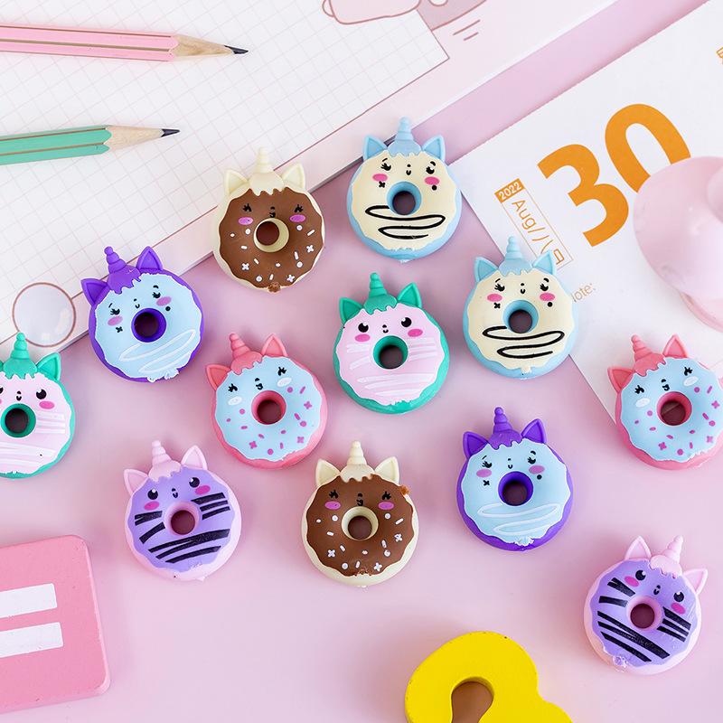 3Pcs/Lot Kawaii Donut Unicorn Erasers Cute Cartoon Unicorn Pencil Rubber Eraser Student Award Gift Kids School Stationery
