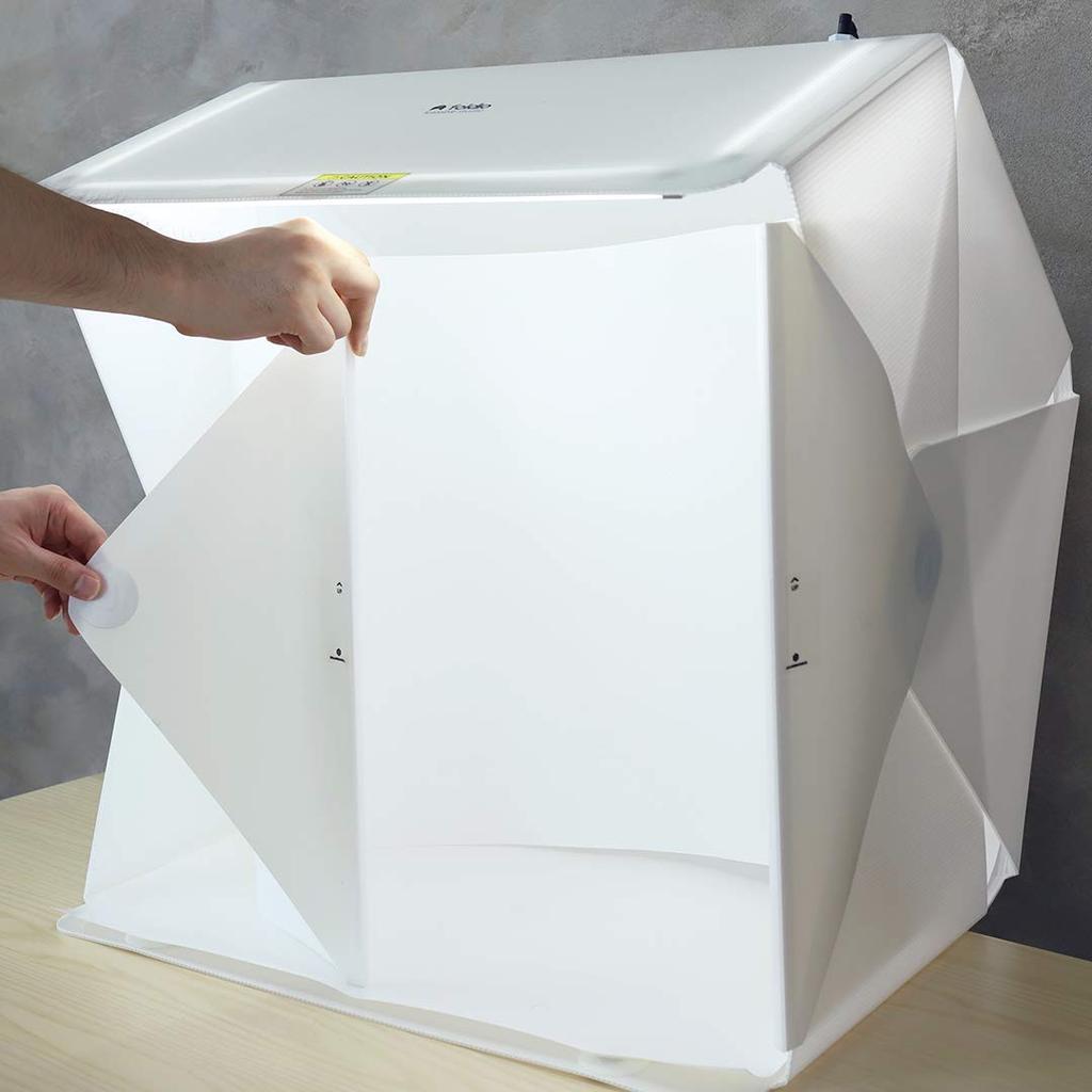 Foldio3 Komplettset 60 cm tragbare Fotostudio-Lichtbox mit 360-Grad-Smart-Drehteller und Erweiterungskit ORANGEMONKIE erstes Fotostudio