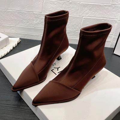 New Ankle Boots Women High Heels Pointed Elastic Boots Autumn Heels Women Stiletto Boots Workplace Women's Shoes Botines Mujer