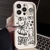 Cute Black Kitten Sketch Cat Phone Case For iPhone 17 Air 16 E 15 14 13 12 11 Pro Max Plus Mini SE 2020 2022 Soft TPU Back