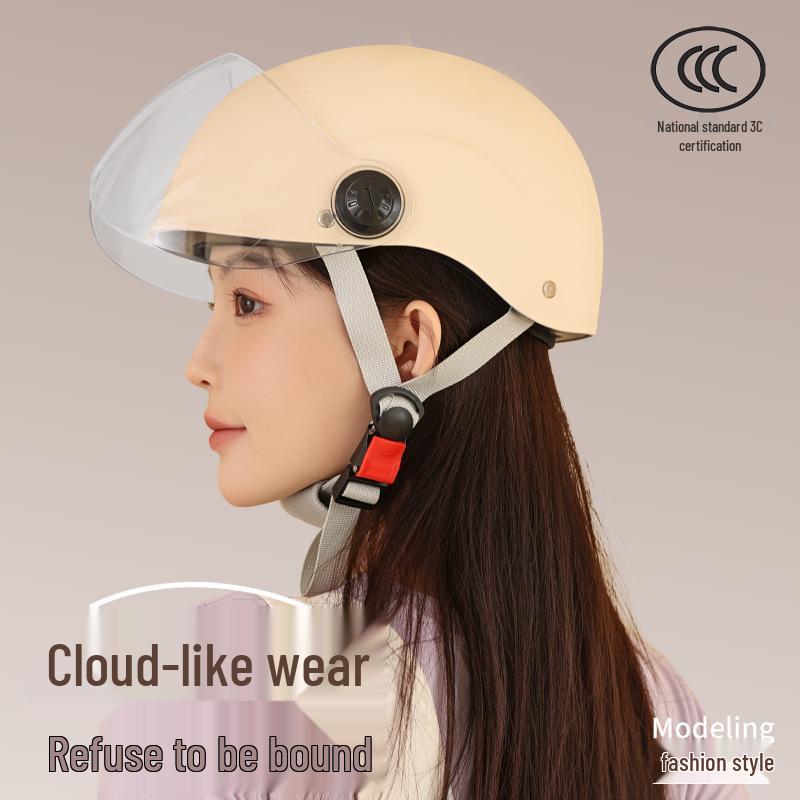 GB 3C Certified Unisex Electric Vehicle Helmet - Summer & All-Season Motorcycle Safety Half Helmet