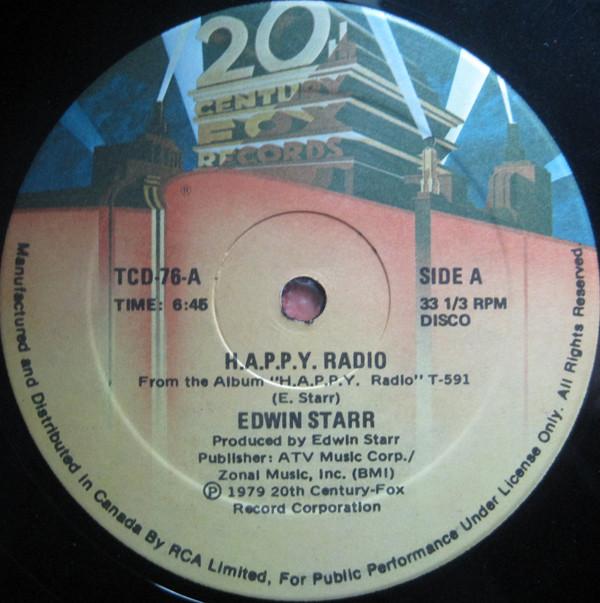12inch Record EDWIN STARR  H.A.P.P.Y. Radio  My Friend TCD76 20th Century Fo 1979 Canada SoulFunk Used
