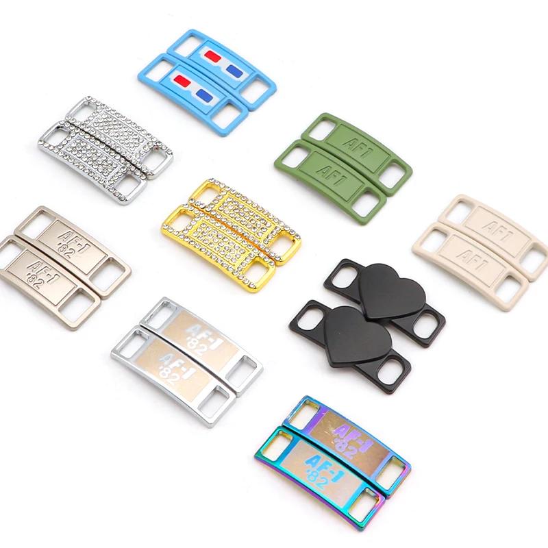 NEW AF1 Diamond Shoe Charms Fashion Laces Buckle Quality Metal Shoelaces Decoration Chapa Air Force Shoes One  Accessories 1Pair