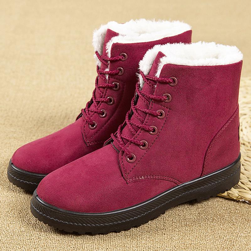 Boots Woman Snow Soft Women Booties Lace Up Shoes Woman Lightweight Warm Ankle Boots Plus Size Winter Shoes Boots Botas