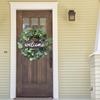 Welcome Sign With Artificial Wreath Front Door Decor Round Wooden Hanging Sign Farmhouse Porch Decorations For Home Outdoor Indoor 30CM