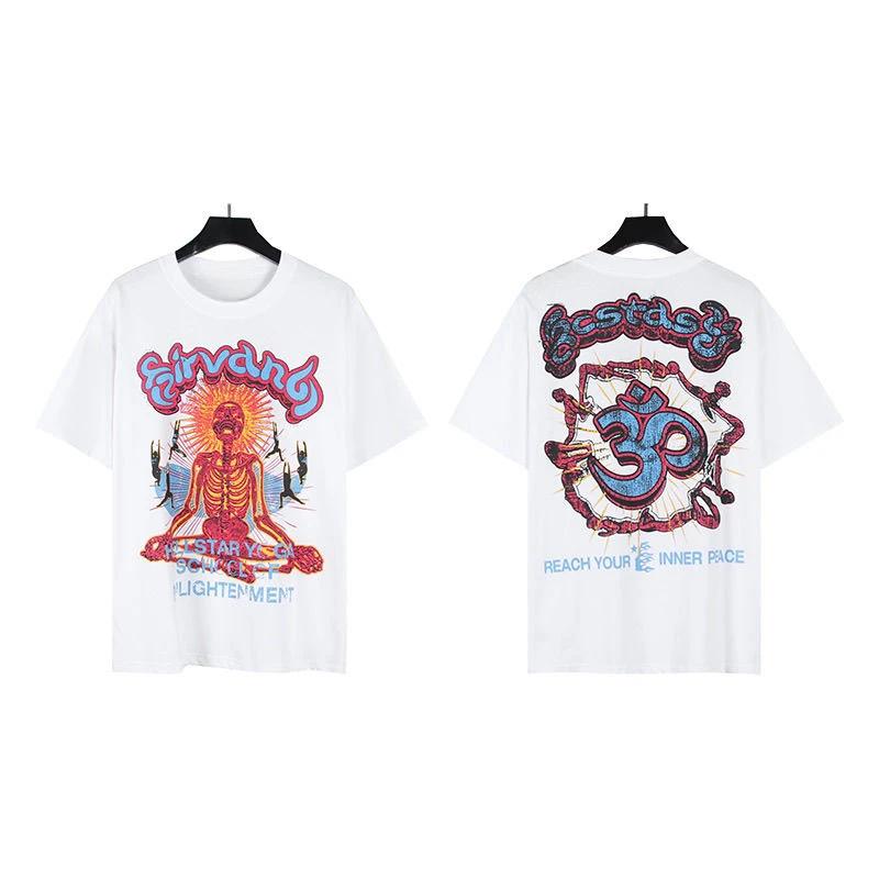 

Американский модный бренд Hell Pure Cotton Pattern Printed Star Skull Pattern High Street Casual Short Sleeves Football Shirt Men and Women XXXXL