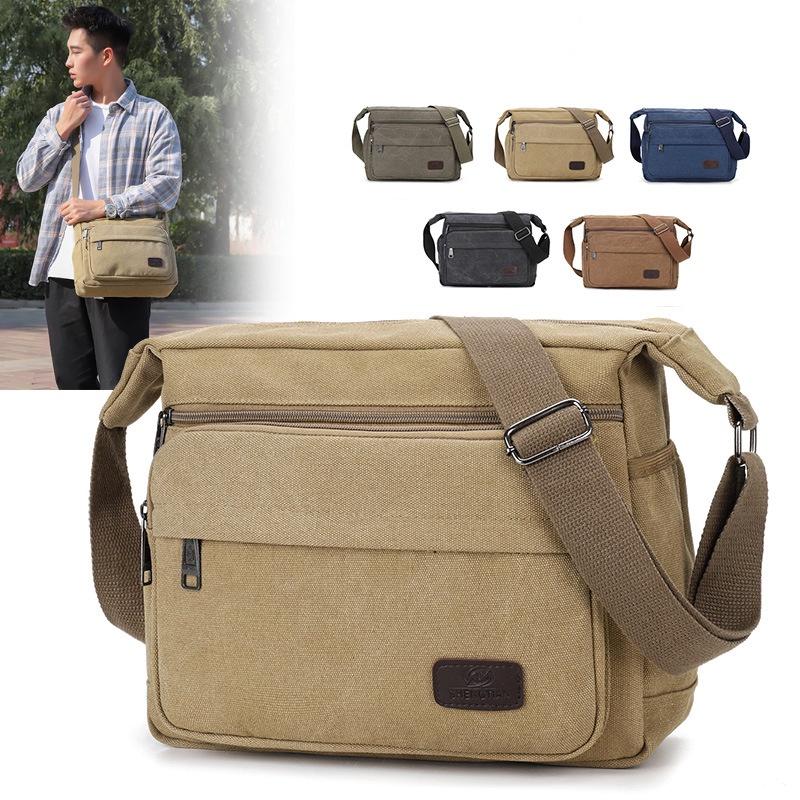 Large Capacity Canvas Shoulder Bag For Men Street Style Durable Material Travel Companion