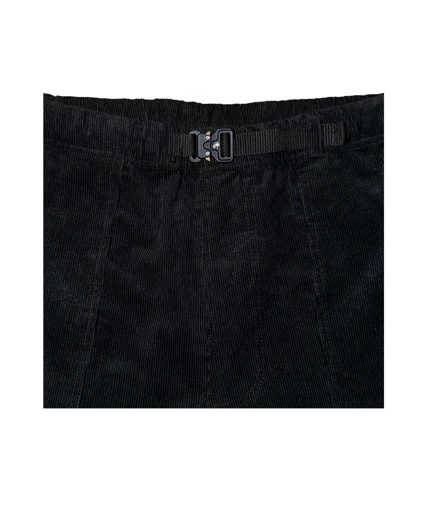 Galligbeulluseu Corduroy Belted Fatigue Shorts (Black)