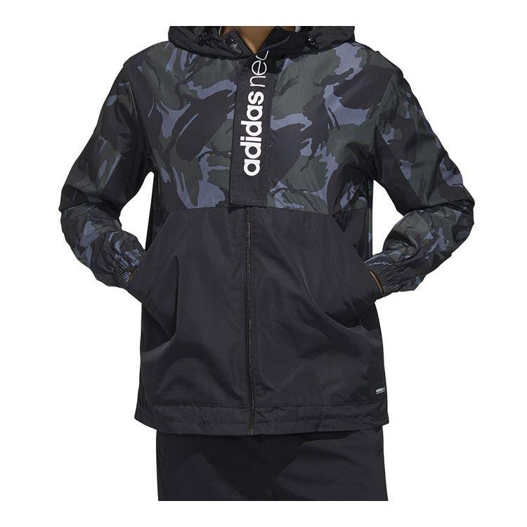 Adidas Neo Short Sleeve Graphic Windbreaker Men Outerwear Black FN6543