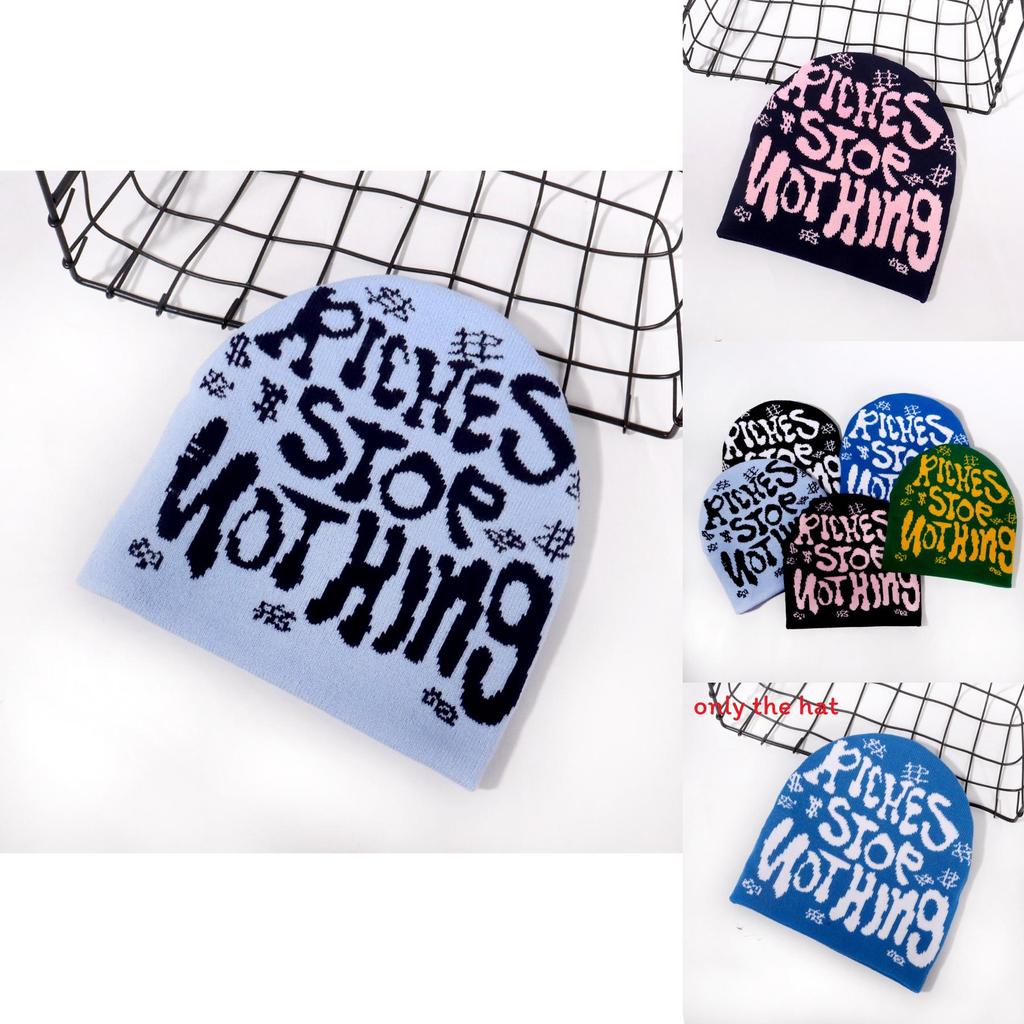 Knit Hat For Winter Outdoor Sports With Letter Embroidery Design For Casual Streetwear