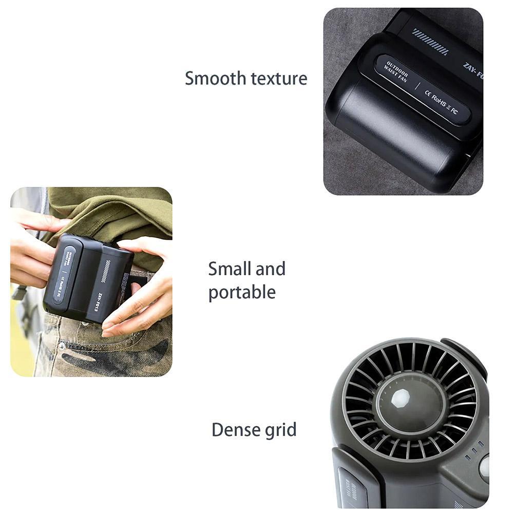 Mini Clip Fan Neck Waist Fan Air Cooling USB Rechargeable Belt Clip Fan For Outdoor Travel 3 Speeds Strong Airflow Personal Fan