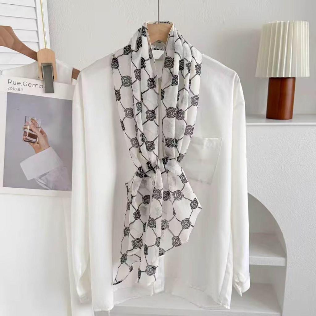 Smart Polka Dot Silk Scarf: Luxury Georgette Mulberry Shawl for Women - Spring/Summer Multifunctional Accessory