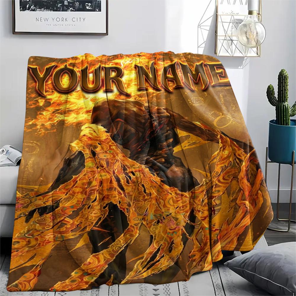 1PC Custom Name Elden Ring Patterned Flannel Blanket Suitable For All Seasons for Home Decor Warmth and Comfort Gifts Holiday Present