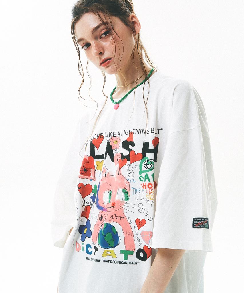 Soipeuyukaen Oversized Loose Fit Print T-Shirt