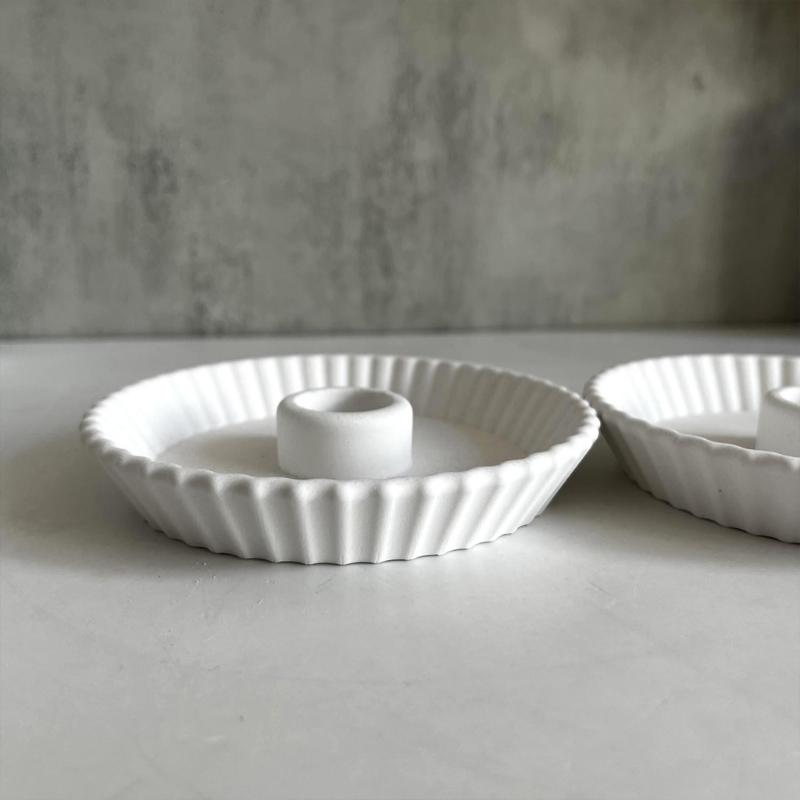 Kerzenständer Silikonform Gestreifte Tellerförmige Kerzenhalterformen Gips-Kerzenhalterform Stilvolle Heimdekorationen