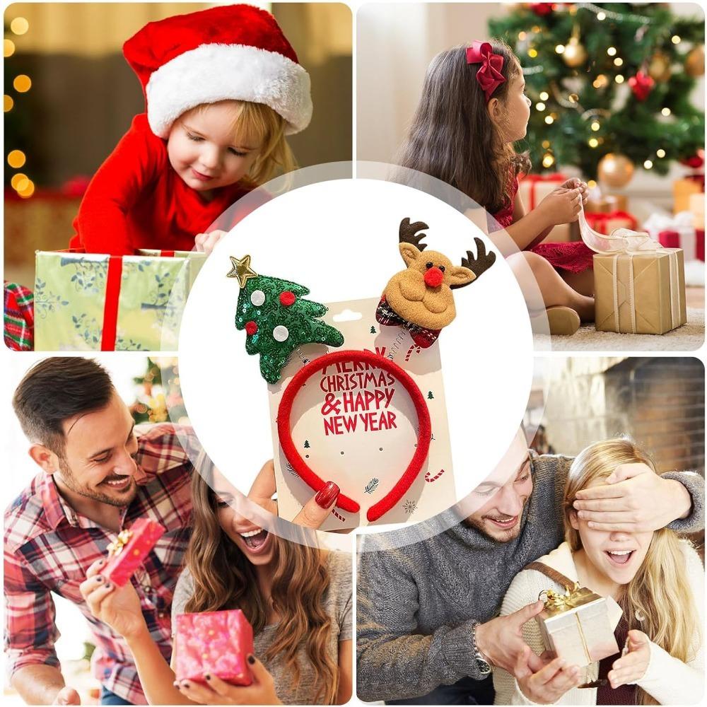 Christmas Head Toppers Antlers Christmas Tree Stylish Headband Merry Christmas Happy New Year Santa Claus Hair Band for Kids