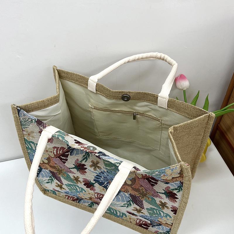 2025 New Linen Tote Bag Tote Bag Going Out Shopping Bag Canvas Large Capacity Women's Bag
