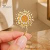 Strong Buckle Brooch Rhinestone Sunflower Pin for Women, Golden Flower Lapel Suit Dress Scarf Hat Bag Decoration, Clothing Accessory Gift Girls