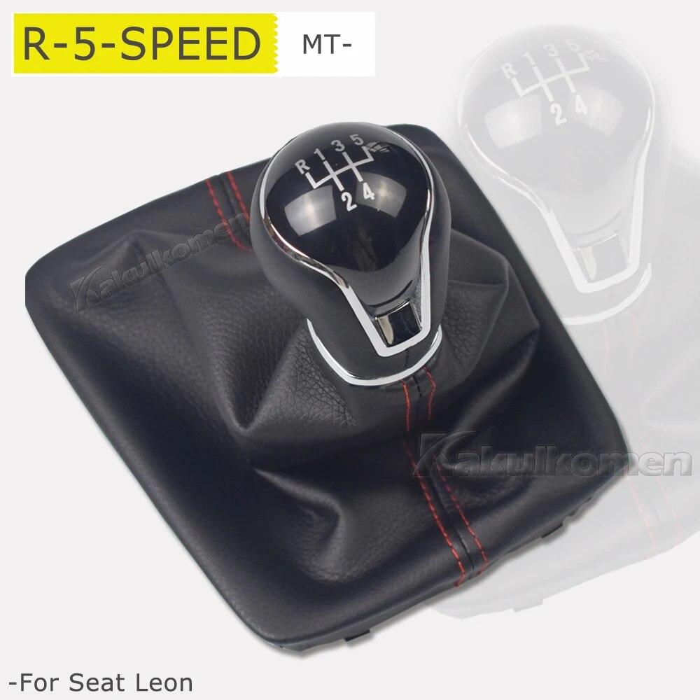Leather Car Gear Shift Knob Lever Gaitor Boot Cover For Seat Leon III 3 MK3 2012 2013 2014 2015 2016 2017 5/6 Speed Manual