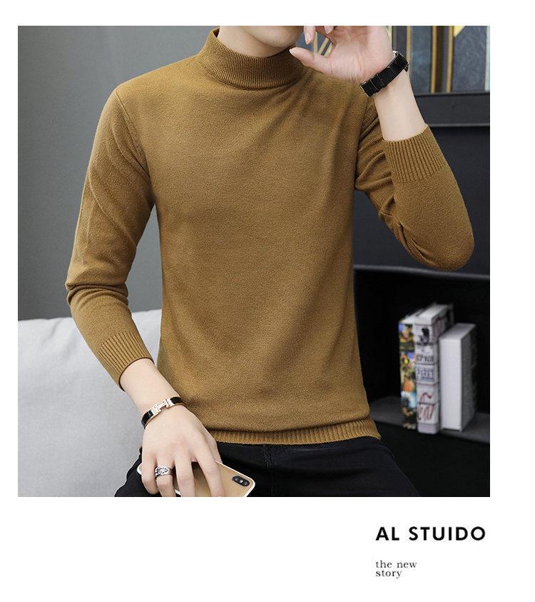 Men's Cross-Border Plus Size Velvet Thick Sweater, Autumn/Winter Half-High Collar Pullover, Trendy Warm Knitwear