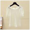 Women Blouse Summer Tops Solid Color Puff Sleeve O-Neck Tunic Female Shirts Loose Casual OL Work Blusas Oversized
