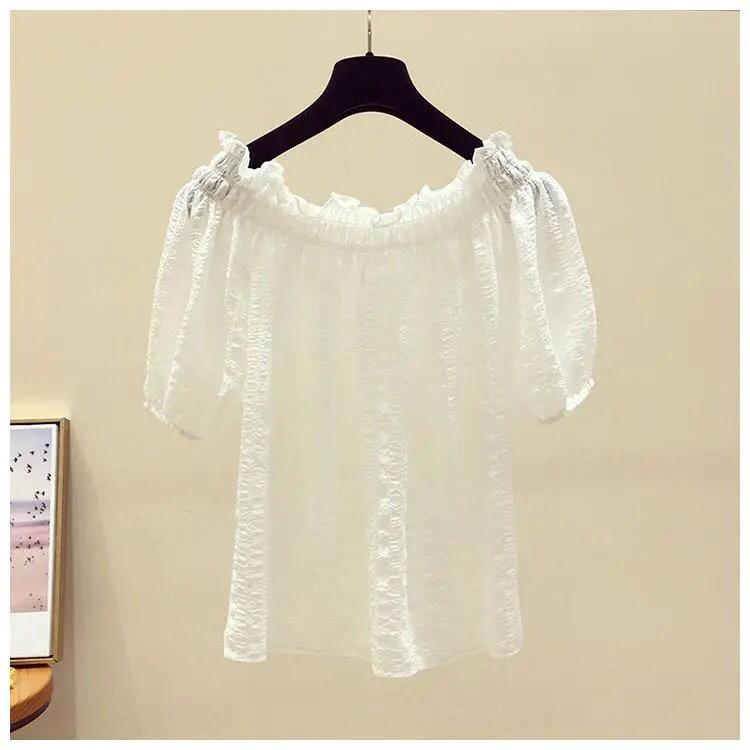 Women Blouse Summer Tops Solid Color Puff Sleeve O-Neck Tunic Female Shirts Loose Casual OL Work Blusas Oversized