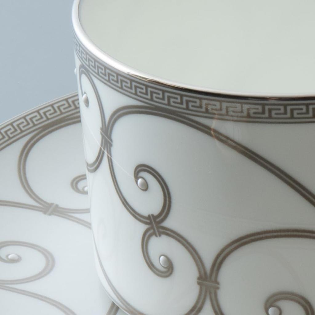 NARUMI Rondo Cup and Saucer Gold and Elegant and Perfect for Tea and Perfect as a Wedding Gift Product Set, 270cc, Platinum, Stylish, Coffee, Gift,
