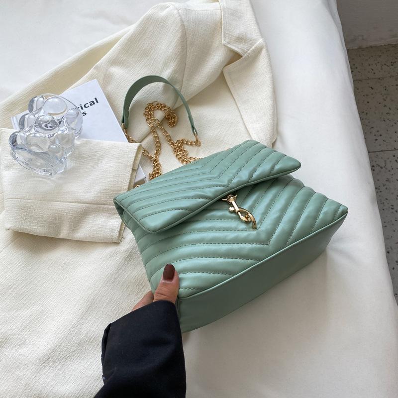 Casual Chain Crossbody Bags For Women Fashion Striped Shoulder Bag Large Capacity Flap Ladies Handbags