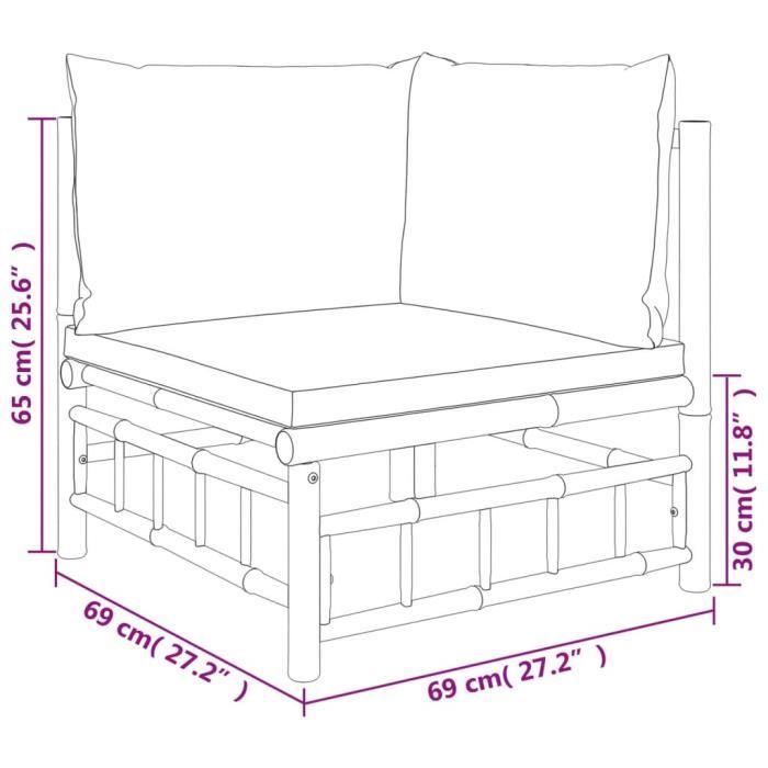 VidaXL Garden Lounge Set 4 Pcs with Cushions Cream White Bamboo 3155176